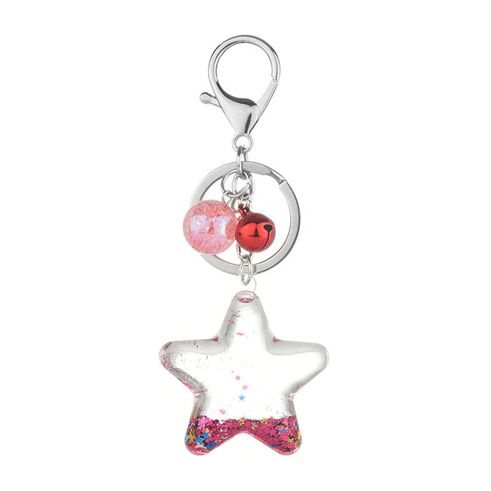 Wholesale Acrylic Keychain Pentagram Oil-Filled Keyring
