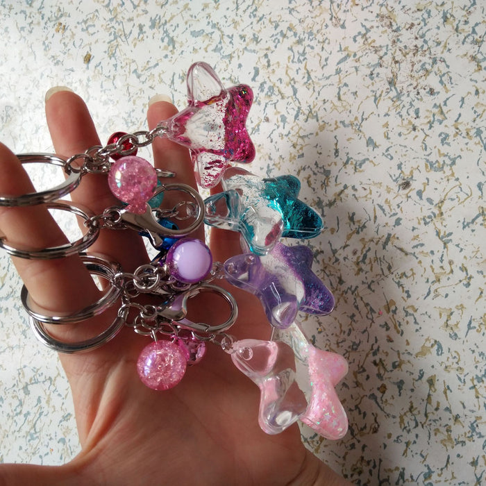 Wholesale Acrylic Keychain Pentagram Oil-Filled Keyring