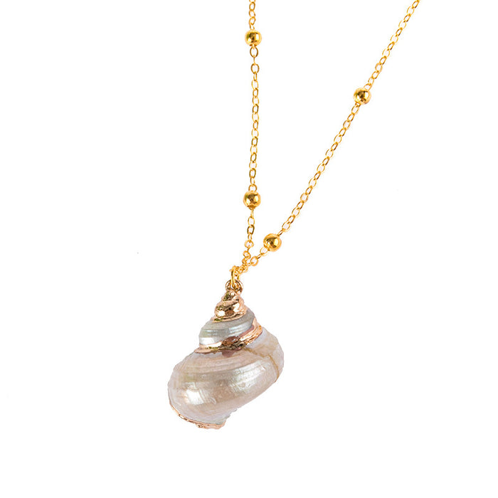 Wholesale Gold edged conch and seashell necklace