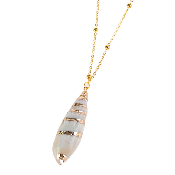 Wholesale Gold edged conch and seashell necklace