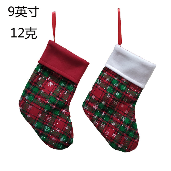 Wholesale Christmas decoration snowflake plaid fabric Christmas small socks home decoration Christmas gift socks