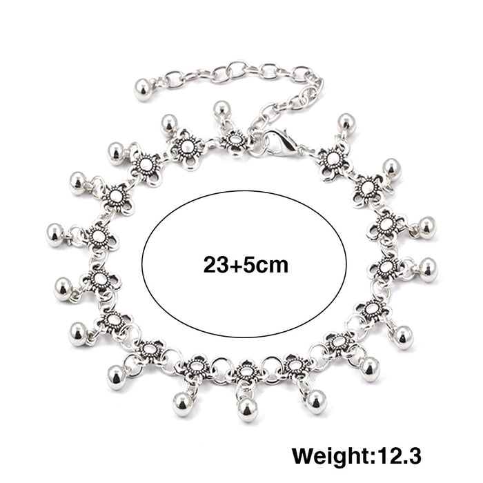 Wholesale Silver Metal Bell-Shaped Anklet,  Ethnic Style Fashion Accessory Beach Gift MOQ≥2