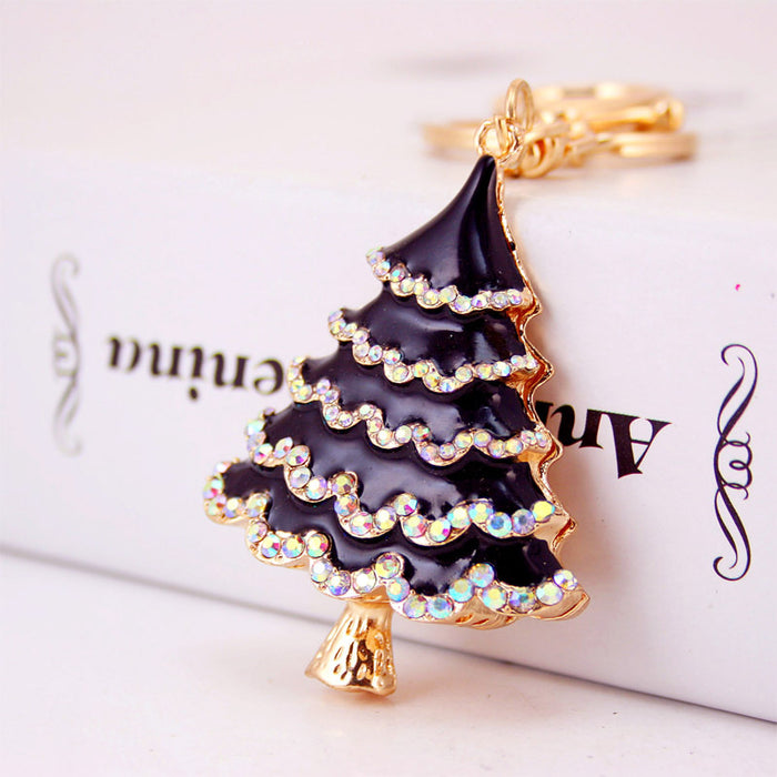 Wholesale Zinc Alloy Christmas Tree Keychain with Red Bell and  Holiday Gift Car Key Accessory