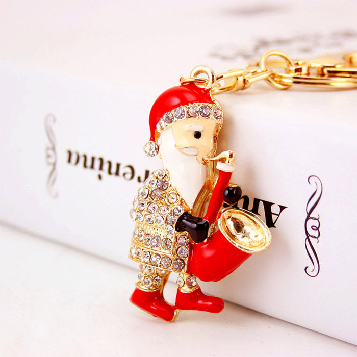 Wholesale Zinc Alloy Christmas Tree Keychain with Red Bell and  Holiday Gift Car Key Accessory