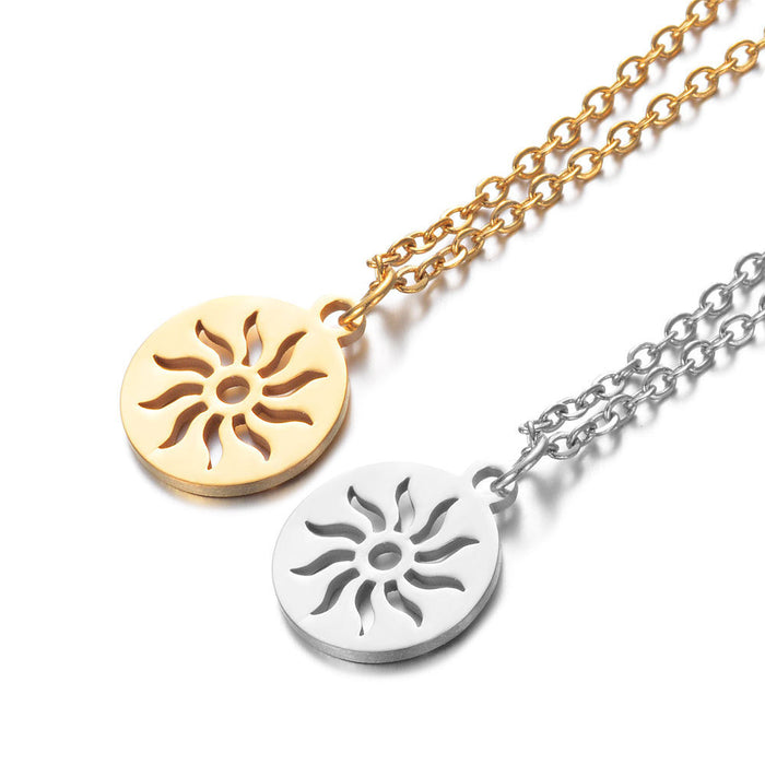 Wholesale stainless steel Gold Sun Necklace  ladies titanium steel sunflower clavicle chain