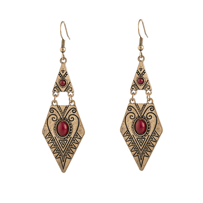Wholesale Creative geometric diamond inlaid gemstone alloy earrings