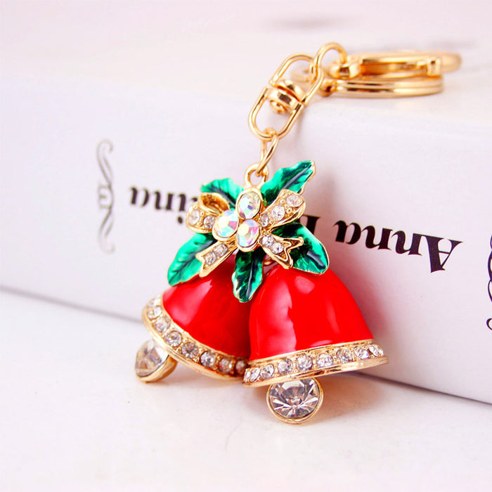 Wholesale Zinc Alloy Christmas Tree Keychain with Red Bell and  Holiday Gift Car Key Accessory