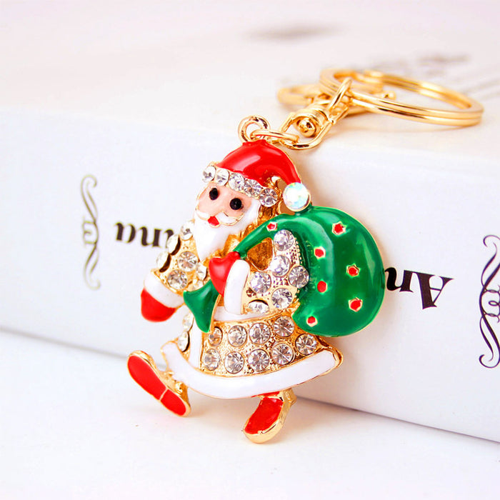Wholesale Zinc Alloy Christmas Tree Keychain with Red Bell and  Holiday Gift Car Key Accessory