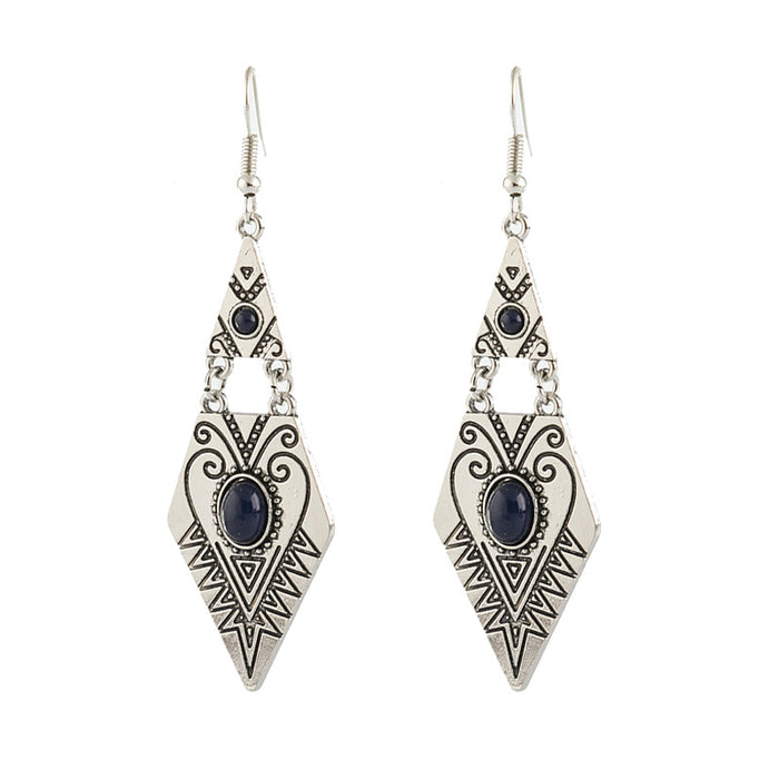 Wholesale Creative geometric diamond inlaid gemstone alloy earrings