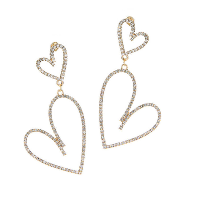 Wholesale Simple Diamond Inlaid Pearl Love Copper Earrings JDC-ES-MiD006