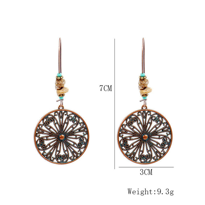 Wholesale Earrings Vintage Round Hollow Flower Alloy MOQ≥2 JDC-ES-ZL029