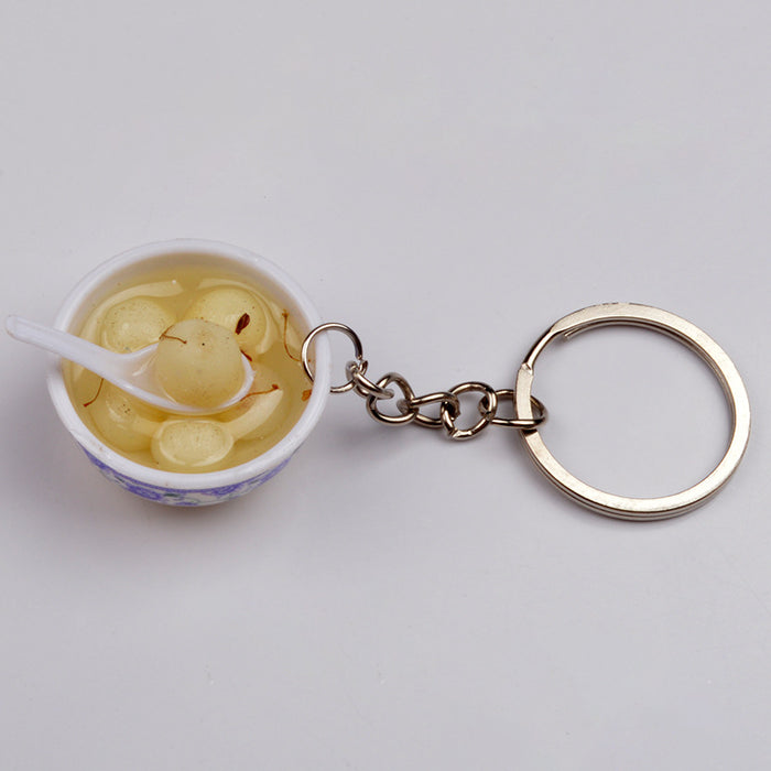 Wholesale Chinese Style Blue White Porcelain Bowl Keychain PVC Decorative Car Key Accessory Gift MOQ≥2