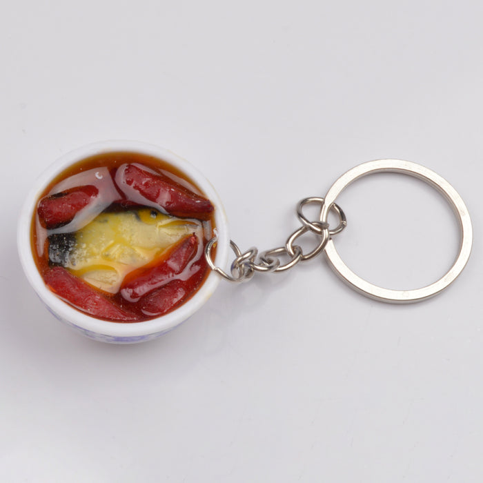 Wholesale Chinese Style Blue White Porcelain Bowl Keychain PVC Decorative Car Key Accessory Gift MOQ≥2