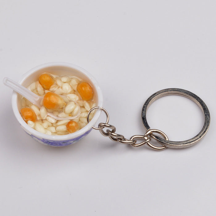 Wholesale Chinese Style Blue White Porcelain Bowl Keychain PVC Decorative Car Key Accessory Gift MOQ≥2