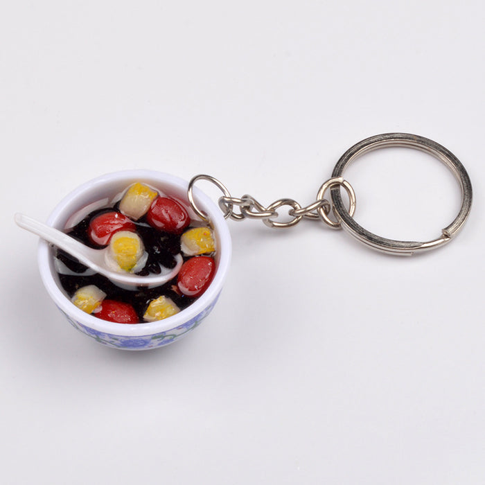 Wholesale Chinese Style Blue White Porcelain Bowl Keychain PVC Decorative Car Key Accessory Gift MOQ≥2