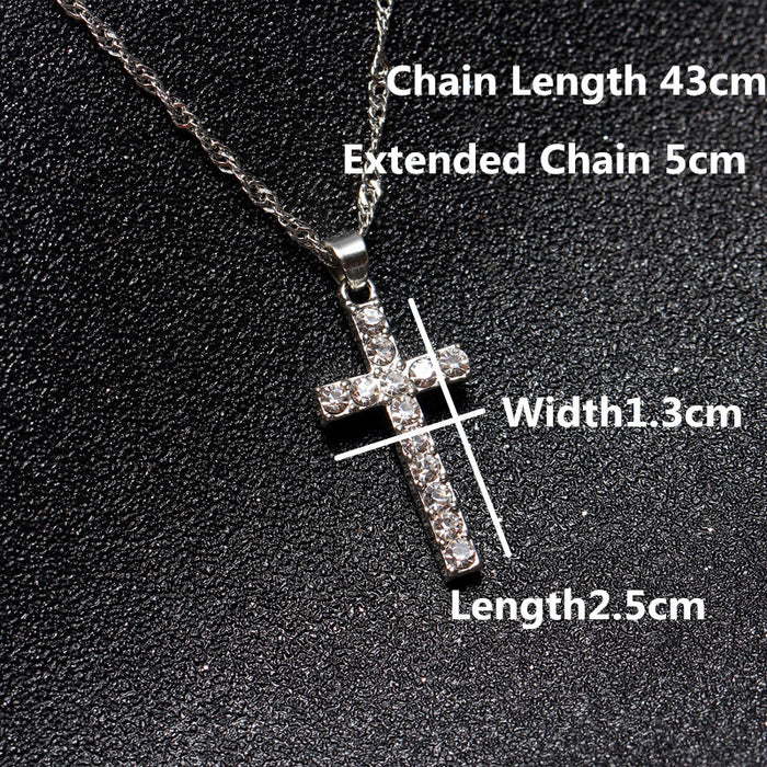 Wholesale cross diamond pendant necklace snake bone chain full diamond necklace