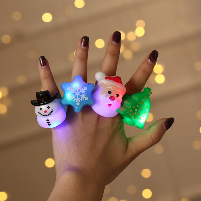 Wholesale Christmas Glowing Cartoon Soft Rubber Ring Prom Party Party Finger Lamp Kidsren' s Toy Elderly Elk Ring