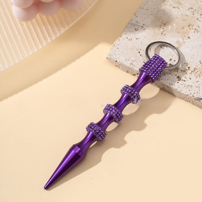 Wholesale Diamond Inlaid Aluminum Alloy Stick Pen Shape Keychain JDC-KC-ZY049