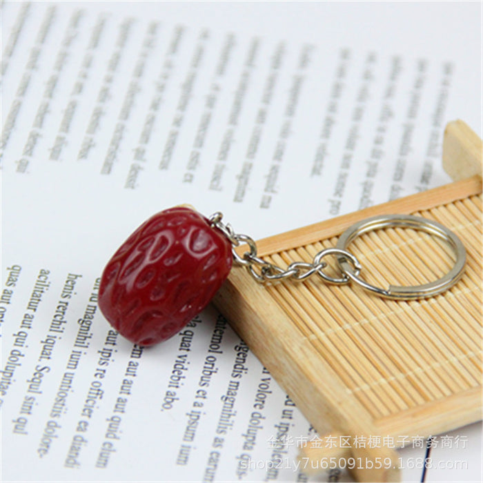 Wholesale Creative Resin Fruit Keychain Simulated Strawberry Grape Pomegranate Watermelon MOQ≥10