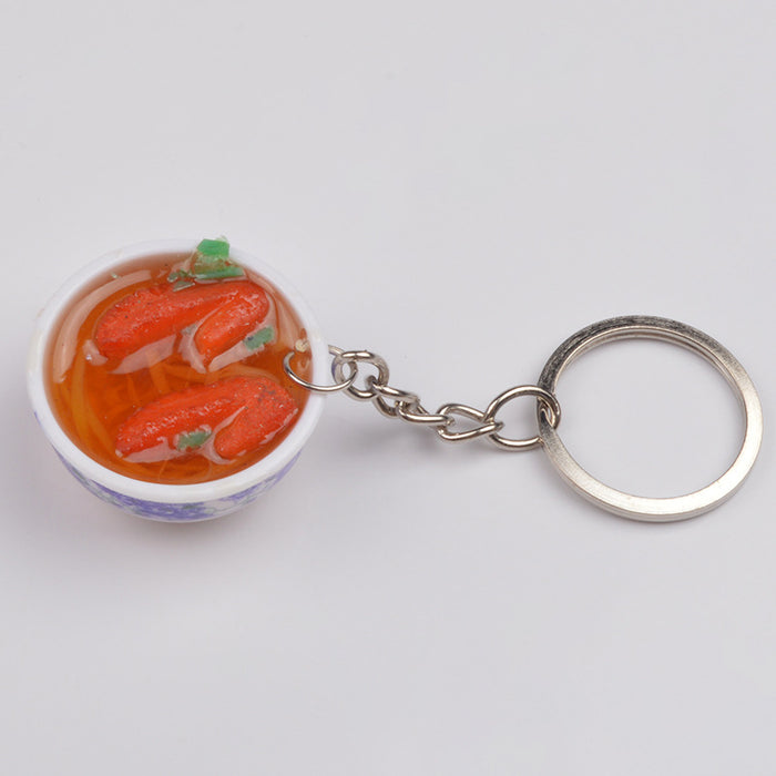 Wholesale Chinese Style Blue White Porcelain Bowl Keychain PVC Decorative Car Key Accessory Gift MOQ≥2