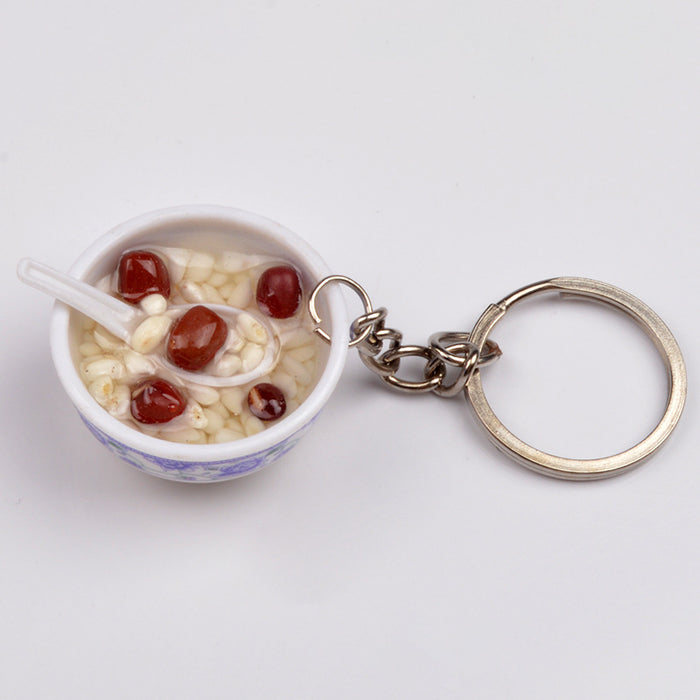 Wholesale Chinese Style Blue White Porcelain Bowl Keychain PVC Decorative Car Key Accessory Gift MOQ≥2