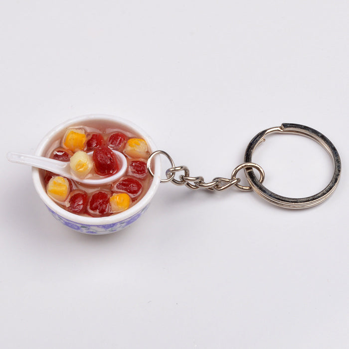 Wholesale Chinese Style Blue White Porcelain Bowl Keychain PVC Decorative Car Key Accessory Gift MOQ≥2