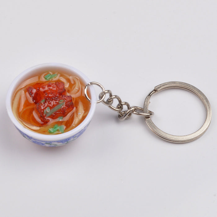 Wholesale Chinese Style Blue White Porcelain Bowl Keychain PVC Decorative Car Key Accessory Gift MOQ≥2