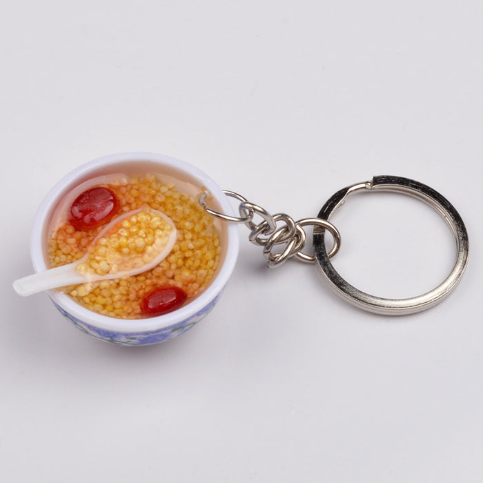 Wholesale Chinese Style Blue White Porcelain Bowl Keychain PVC Decorative Car Key Accessory Gift MOQ≥2