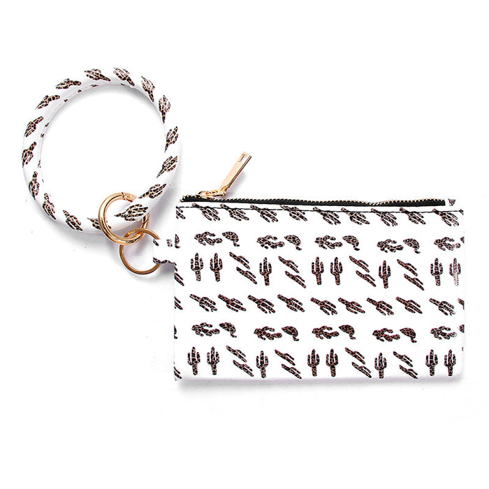 Wholesale Leopard Print PU Leather Tassel Pendant Bracelet Wallet Keychain JDC-KC-JinY008