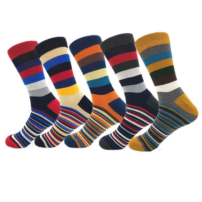 Wholesale Autumn and Winter Classic Color Thick and Thin Stripes Men's Socks Mid-tube Men's Cotton Socks Geometric Trendy Men JDC-SK-CG006