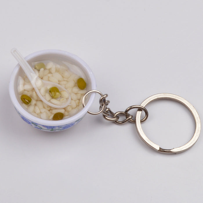 Wholesale Chinese Style Blue White Porcelain Bowl Keychain PVC Decorative Car Key Accessory Gift MOQ≥2