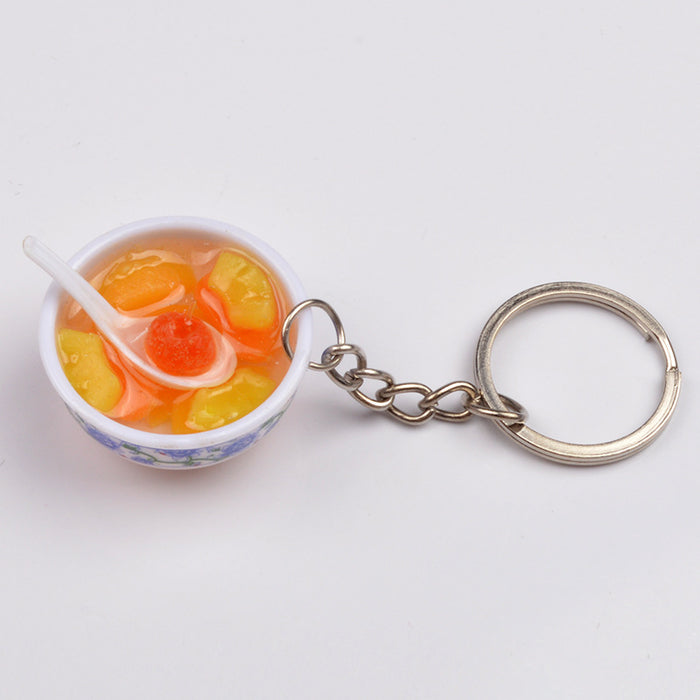 Wholesale Chinese Style Blue White Porcelain Bowl Keychain PVC Decorative Car Key Accessory Gift MOQ≥2