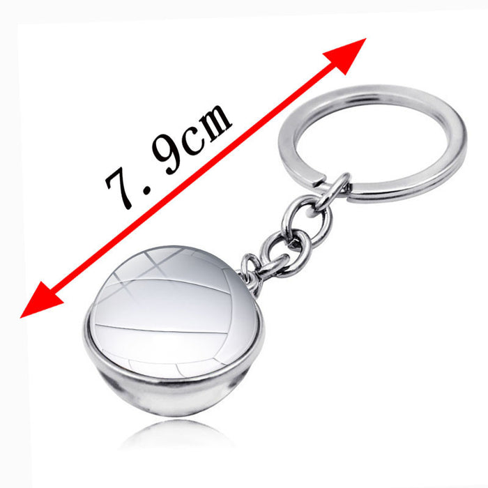 Wholesale Volleyball Time Gem Double-sided Glass Ball Alloy Keychain JDC-KC-HengX028