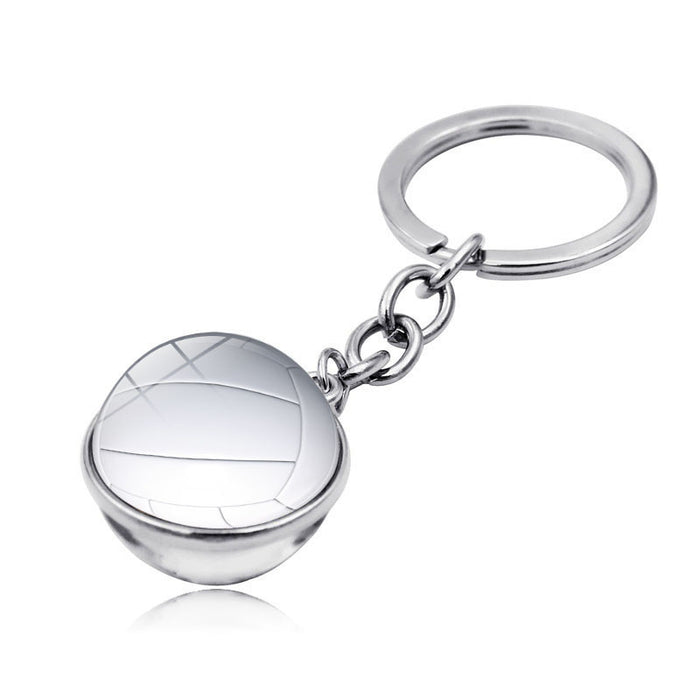 Wholesale Volleyball Time Gem Double-sided Glass Ball Alloy Keychain JDC-KC-HengX028