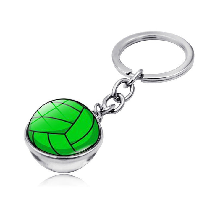 Wholesale Volleyball Time Gem Double-sided Glass Ball Alloy Keychain JDC-KC-HengX028