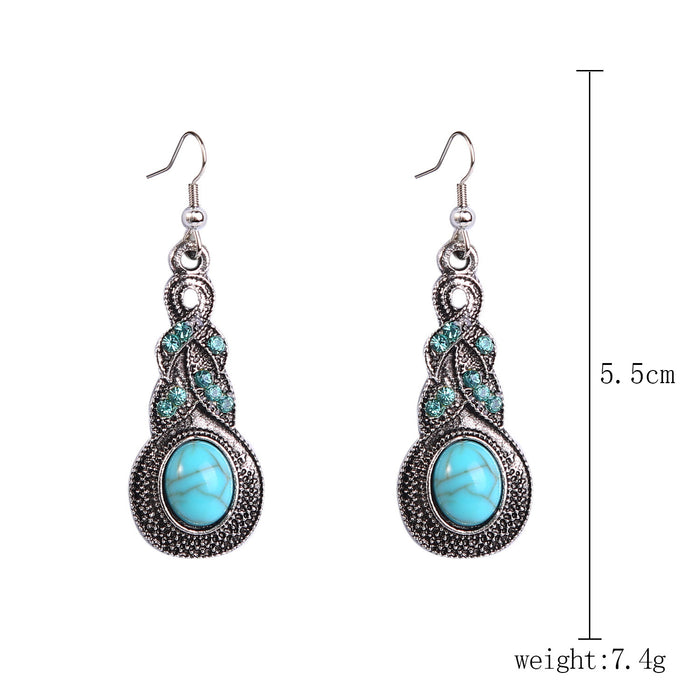 Wholesale Bohemian Retro Vintage Turquoise Earring Set
