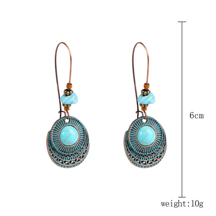Wholesale Bohemian Retro Vintage Turquoise Earring Set
