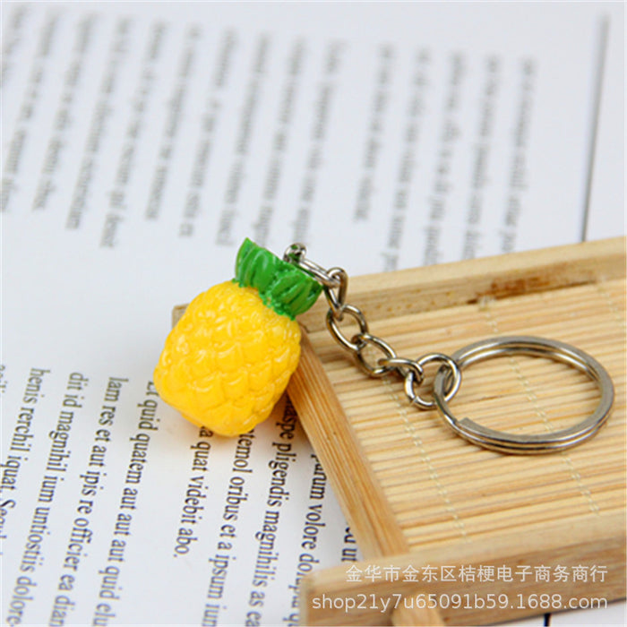 Wholesale Creative Resin Fruit Keychain Simulated Strawberry Grape Pomegranate Watermelon MOQ≥10