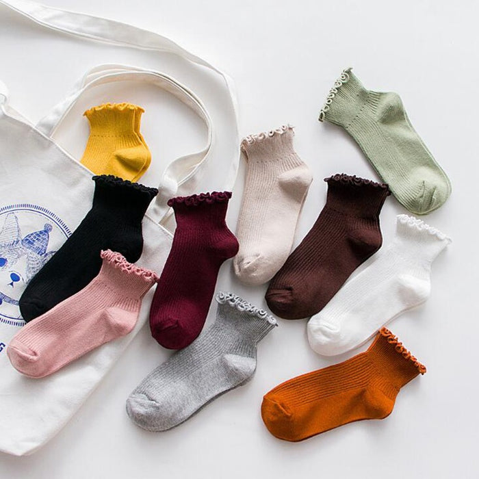 Wholesale Lace short tube cotton socks, cotton short boots, boat socks