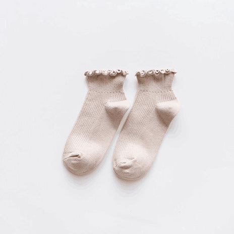 Wholesale Lace short tube cotton socks, cotton short boots, boat socks