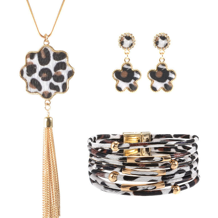 Boucles d'oreilles Boucles d'oreilles de collier d'oreille de boucles d'oreille d'attaque d'impression léopard de léopard