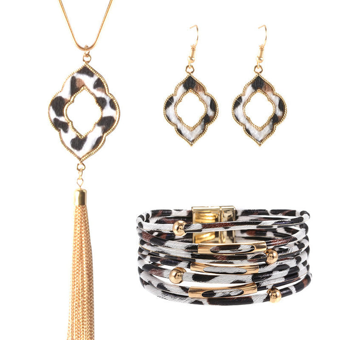 Boucles d'oreilles Boucles d'oreilles de collier d'oreille de boucles d'oreille d'attaque d'impression léopard de léopard