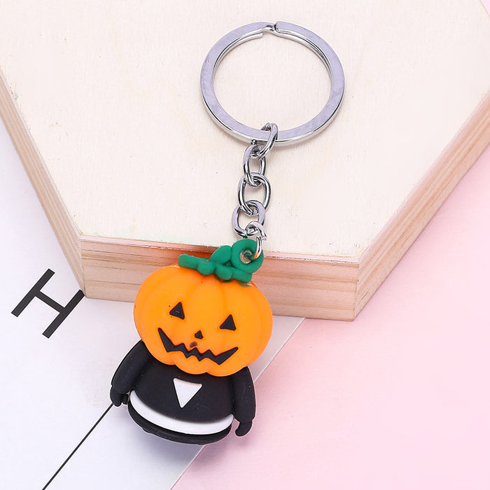 Wholesale 10PCS PVC Halloween Grim Reaper Evil Pumpkin Ghost Doll Keychain JDC-KC-AQing010