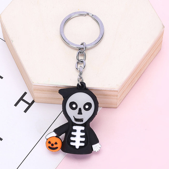 Wholesale 10PCS PVC Halloween Grim Reaper Evil Pumpkin Ghost Doll Keychain JDC-KC-AQing010