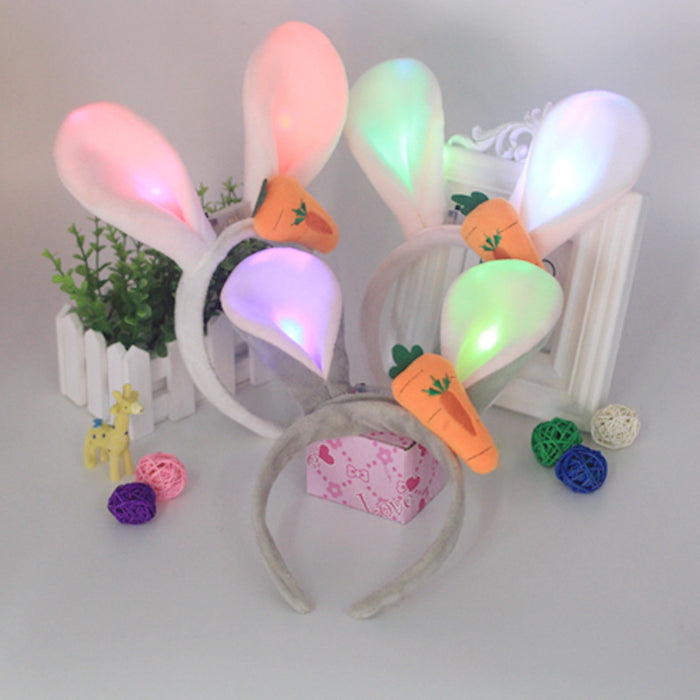 Wholesale 12PCS Plastic LED Carrot Cartoon Rabbit Ear Glow Hair Hoop JDC-HD-MeiY008