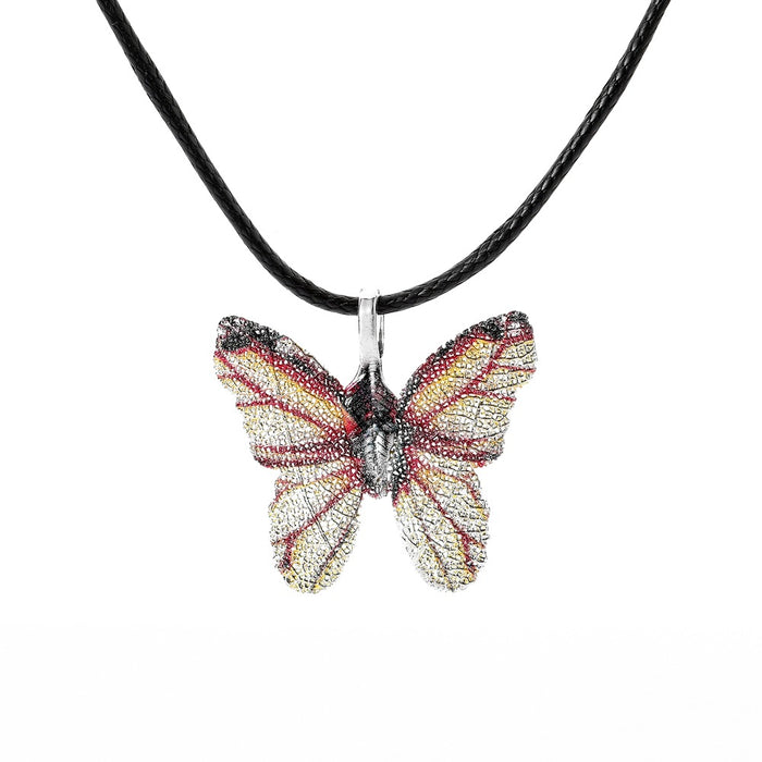 Wholesale Creative, personalized, painted butterfly, real leaf specimen pendant, earrings, necklace