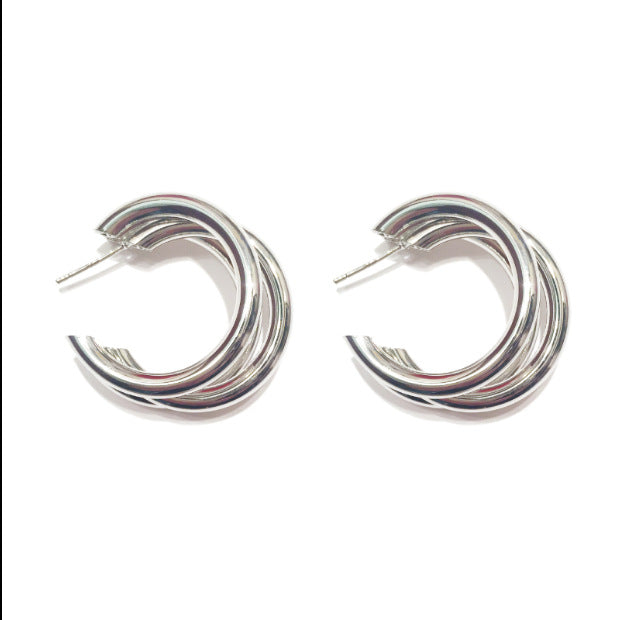 Wholesale Metal Exaggerated Earrings Women's  C- Shaped Multi-Layer
