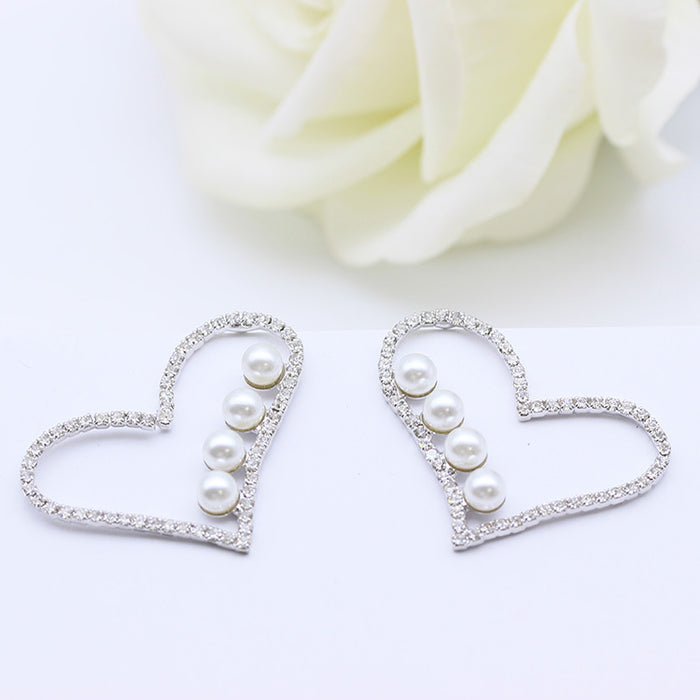 Wholesale Diamond and Pearl Love Earrings JDC-ES-MiD004