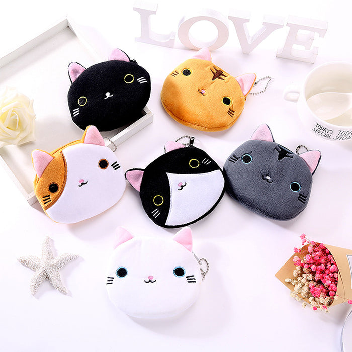 Wholesale Creative Cute Cartoon Japanese and Korean Students Ladies Zipper Mini Key Coin Storage Japanese Cute Cat Coin Purse JDC-WT-SM002