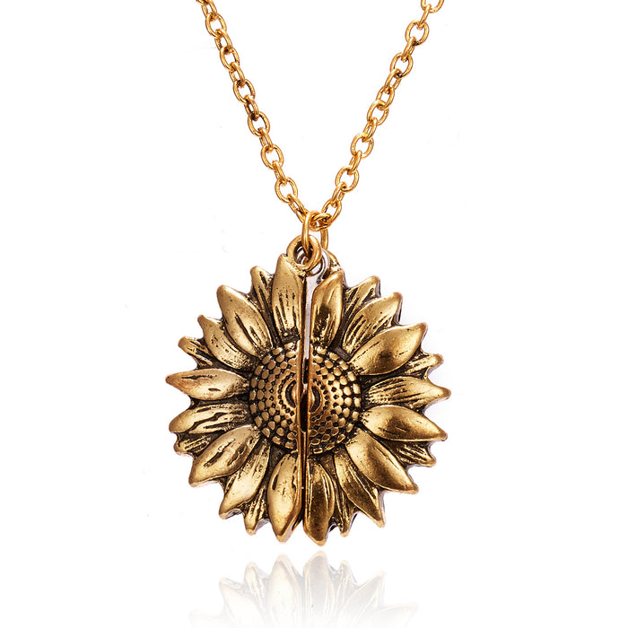 Wholesale You Are My Sunshine Sunflower Openable Pendant Necklace JDC-NE-GangM001